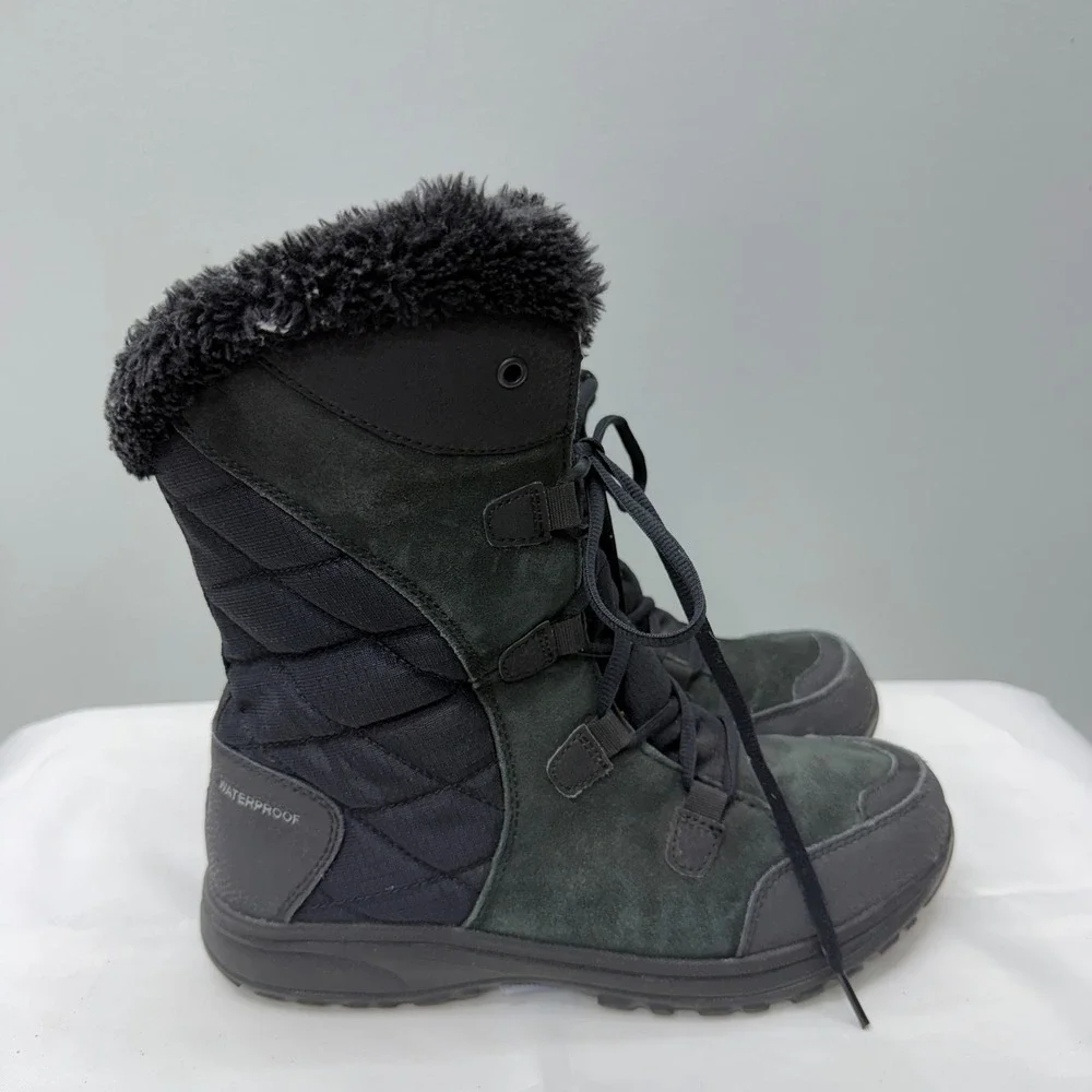 Columbia Ice Maiden II black leather suede waterproof‎ winter boots women's 9.5